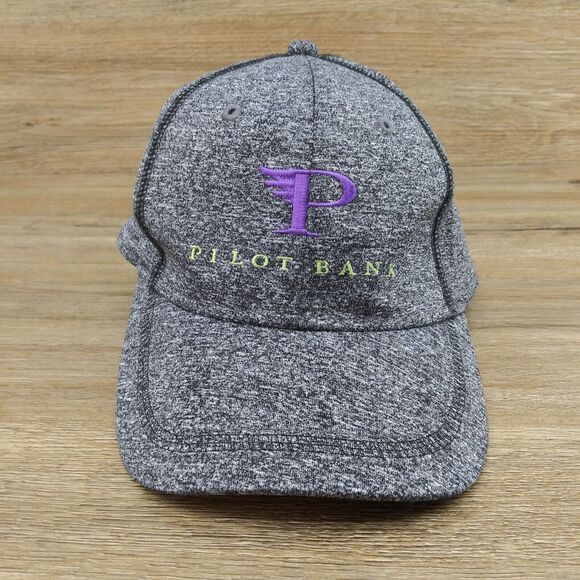 Pilot Bank Hat Gray Purple Logo Adjustable Baseball Cap - Picture 1 of 11